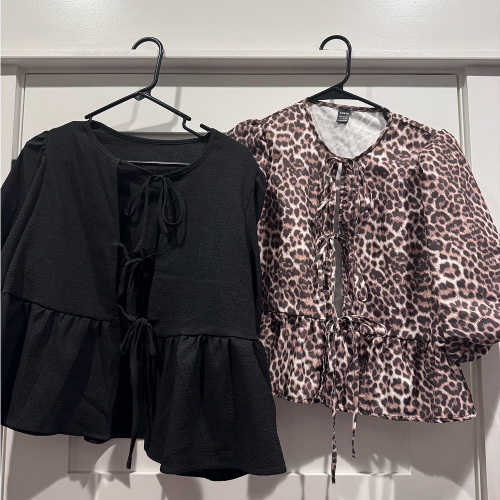 SHEIN Brown and Black Patterned Top